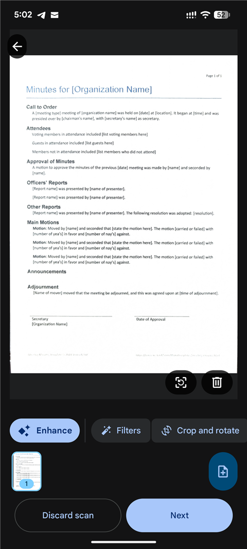 DocCam enhance, filter, crop and rotate tools